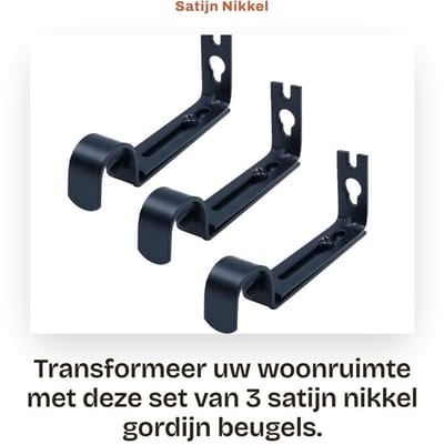 Dailygoods- Gordijnbeugel Verstelbaar - Gordijn Steun - Set van 3 - Massief Staal - Eenvoudige Installatie - Hoogwaardige Afwerking - Gordijnsteun