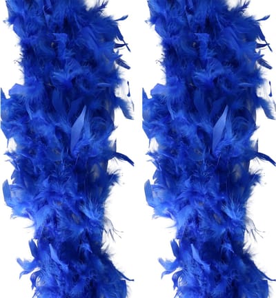 Veren Boa - 2 stuks - Carnaval verkleed accessoire - blauw - 180 cm