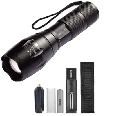 QTTVBTNA -Tactische LED Zaklamp – Super Heldere Hoge Lumen Zaklamp met 5 Lichtmodi & Zoomfunctie – Draagbare Oplaadbare Zaklamp voor Outdoor, Camping & Noodsituaties