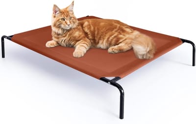 JAXY Hondenstretcher - Hondenbed Verhoogd - Hondenbank - Honden Ligbed - Hondenstretchers - Hondenbed Op Pootjes - Draagbaar - 69,5 x 55 x 16,5 cm - S - Terracotta