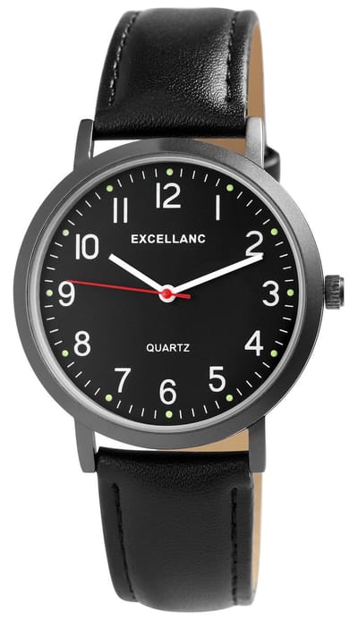 EXCELLANC Herenhorloge imitatieleer zilverkleurig, mineraalglas