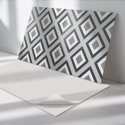 Wallfluent Vinyl Wandpaneel - Geometrisch ruitpatroon Zelfklevend Wandpaneel - 120 cm x 60 cm - Grijs PVC wandpaneel - Set van 1 - Rechthoekig Wandbekleding Vinyl - Texturen Wandpaneel - PVC Muurpaneel - Wandpaneel Keuken en Badkamer