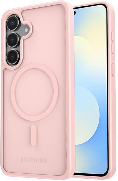 Hoesje Geschikt voor Samsung Galaxy S25 FE - Compatibel met MagSafe / Qi2 - Matte Beschermhoes - Back Cover met Magneet - Roze