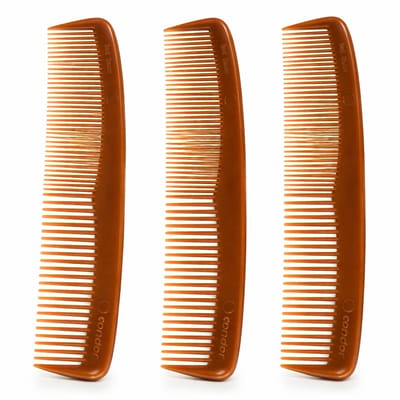 Reiskammen Set van 3 – Haar Kam 12 cm – Fijne en Grove Tanden – Compacte Zak Kam – Bruin