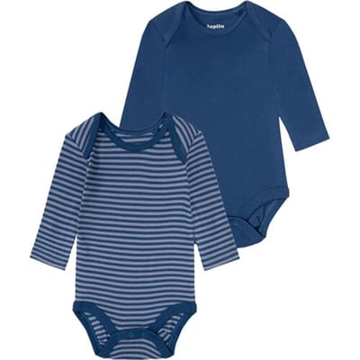 LUPILU Body's voor babyjongens, set van 2, van bio-katoen (ringetje/marineblauw, 50/56)