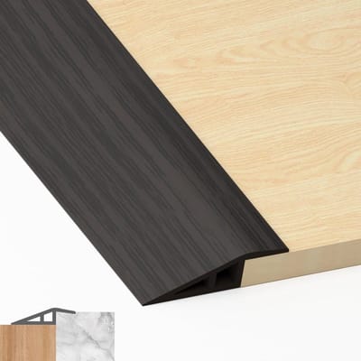 PVC Overgangsprofiel - Drempelprofiel Zelfklevend - Vloer Egaliseren - Waterdicht Krasbestendig - 5cm x 1m - Zwart Walnoot