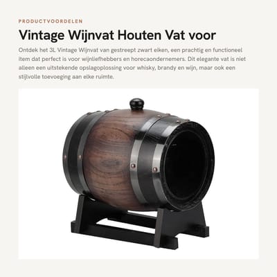 Dailygoods- Wijnvat 3L van Eikenhout - Wijnvat voor Whisky/Brandy - Houten Vat - Aluminiumfolievoering - Elegant Design - Uitstekend Vakmanschap