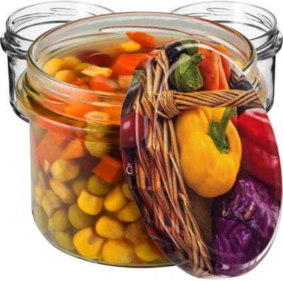 KADAX Kleine inmaakpotten, 235 ml, potten diameter 82, kleine potten voor honing en specerijen, jampotten met deksel, luchtdichte potten om cadeau te geven (paprika, 10 stuks)
