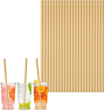 100 Stuks Bruine Kraft Papieren Drinkrietjes, Duurzaam Materiaal, 20 cm, Ideaal voor Feesten en Bijeenkomsten
