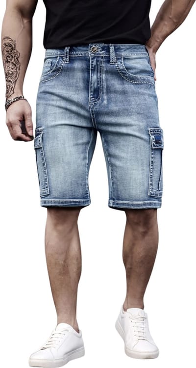 Livano Korte Broek Heren - Spijkerbroek - met Zakken - Volwassenen - Jongens - Shorts - Blauw - Maat S