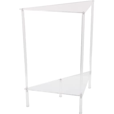 Table d'appoint d'angle transparente en acrylique à 2 niveaux, étagère d'angle triangulaire petite, table d'appoint, présentoir pour salon