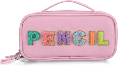 Pennenetui Meisje - Potloodzak Briefpapier - School Organisatie - Glitter Chenille Letters - 23 x 11 x 8 cm