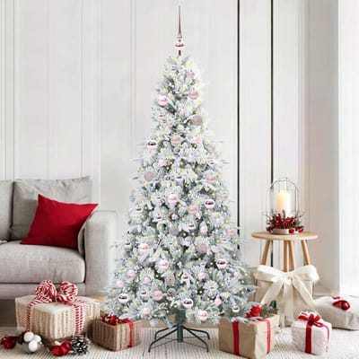 vidaXL - Kunstmatige - Hinged - Kerstboom - met - 300 - LED - Wit - 180 - cm - PE - en - PVC
