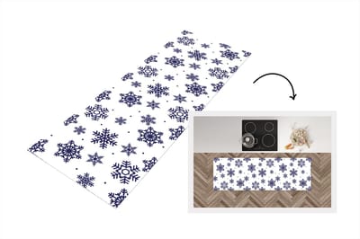 Keukenloper - Loper keuken - Sneeuwvlok - Winter - Patroon - 150x50 cm - Keukenloper vinyl
