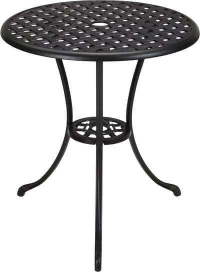 Bistrotafel 60 cm - Aluminium Tuintafel met Parasolgat - Zwart