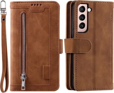 Coverup Hoesje - Geschikt voor Samsung Galaxy S22 Hoesje - Coverup Portemonnee Book Case - Bruin