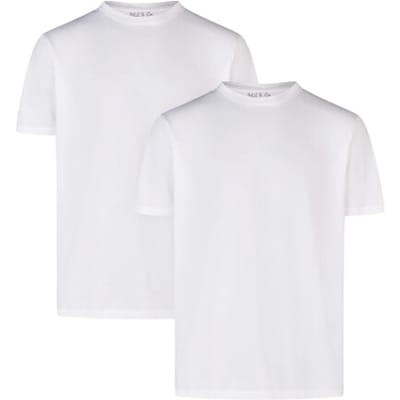 Phil & Co Heren Ondershirt Katoen T-shirt Ronde Hals 2-Pack Wit - Maat XL