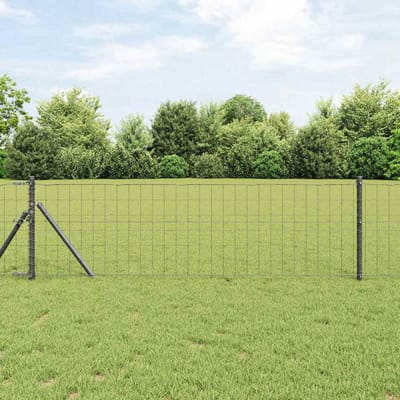 vidaXL - Euro-hek - met - grondbevestiging - 10 - x - 0,4 - m - PVC-Coated - Staal - Grijs
