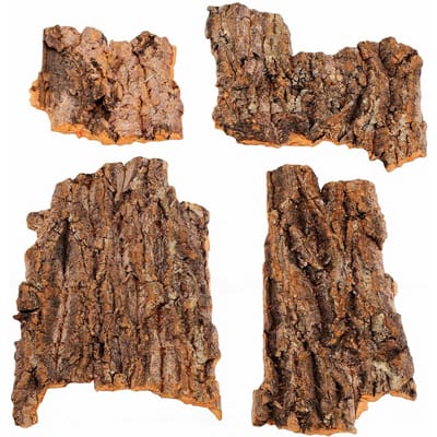 4PCS Décoration Écorce de Reptile Bois Sûr Plateformes d'Escalade en Écorce d'Arbre pour Reptiles Fond d'Aquarium Bois de Liège 4 Pièces brown