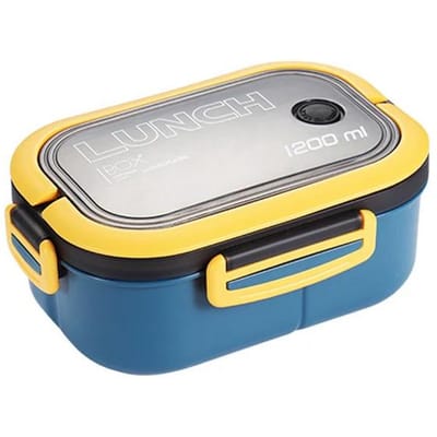 Enkele dubbellaagse lunchbox Draagbaar compartiment Fruitvoedseldoos Magnetronlunchbox met vork en lepel Picknickversdoos 3
