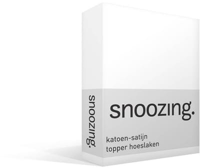 Snoozing - Katoen-satijn - Topper - Hoeslaken - Eenpersoons - 90x220 cm - Wit