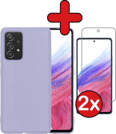 Hoesje - Met 2x Screenprotector - Geschikt voor Samsung Galaxy A53 - Sterk & Shockproof - Telefoon Hoes - Back Cover - Siliconen Case - Telefoonhoes - Lila