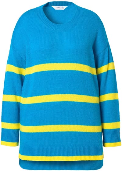 Angel of Style - Dames - Trui oversized strepen lange mouw - Licht turkoois - Maat 42+