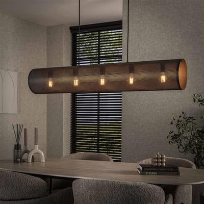 PS-Collection Koker Mesh 5L Hanglamp - 120x20x150cm - Zwart - Metaal - hanglampen eetkamer, hanglamp zwart, hanglampen woonkamer, hanglamp slaapkamer, hanglamp rotan, hanglamp hout, hanglamp industrieel