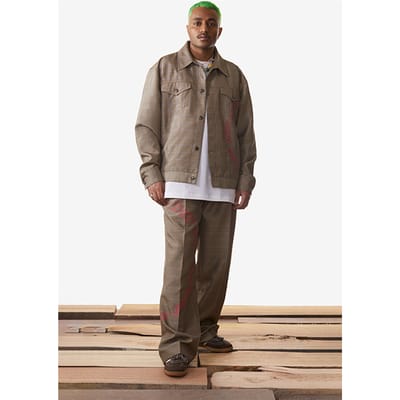 Daily Paper Sand Checked Keanu Pants Sand Check Maat: S | Wijde Broeken Outlet | Unisex | Bruin
