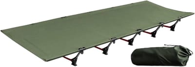 Opvouwbaar campingbed - Buiten slaapbed - Kamperen en reizen - Robuuste stretcher stijl - 192 cm lengte - Legergroen