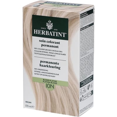 Herbatint Haarverf - Permanente Vegan Haarkleuring - Natuurlijke haarkleuring - 100% grijsdekking - Zonder gebruik van ammoniak - 10N Platina Blond – 170 ml