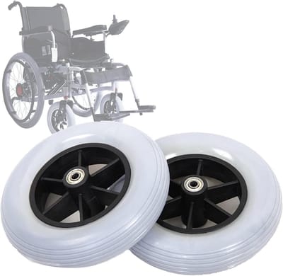 Rolstoel Voorwielen - Hulpmiddel Wielen - Mobiliteit Verbeteren - Antislip Rubber - 8 Inch - Grijs