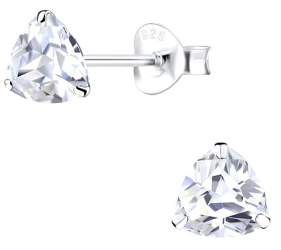 Joy|S - Zilveren driehoek oorbellen - 6 mm - trillion - zirkonia