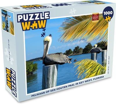 Puzzel Pelikaan op een houten paal in Key West, Florida - Legpuzzel - Puzzel 1000 stukjes volwassenen