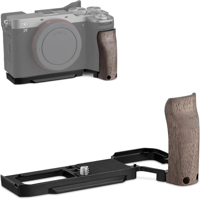 Houten zijhandgreep voor Sony a7cii en A7CR camera, L-vormige grip met Arca-Swiss snelkoppeling en extra 1/4" statiefaansluiting, zwart