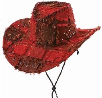 Cowboyhoed lapjes rood VOLWASSENEN.