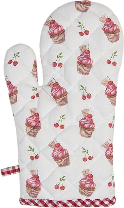 Clayre & Eef Ovenwant 18x30 cm Rood Katoen Cupcakes