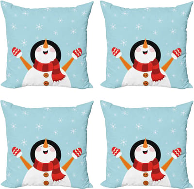 ABAKUHAUS Kussenhoes – Santa Sneeuwvlokken Joy – 4x50x50 cm – Babyblauw