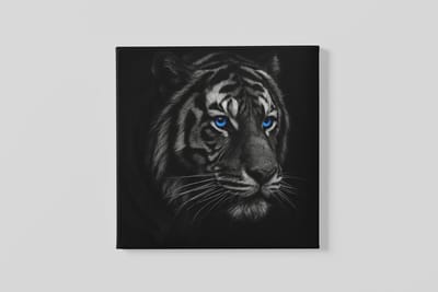 Vierkant Canvas Schilderij Dieren - Wilde Dieren - Tijger met Blauwe Ogen - 100x100 cm