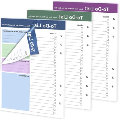 A5 Refill Papier voor To-Do Lijsten, 180 Bladzijden, Ongeorganiseerd, Driekleurig, Geschikt voor Dagboeken en Planners, 6 Gaten, Dubbelzijdig Ontwerp voor Efficiënte Planning