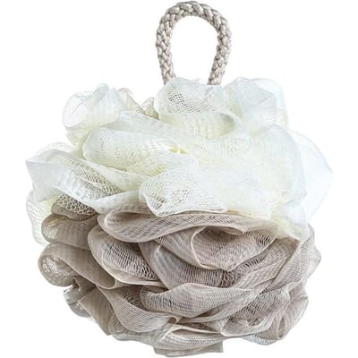 Grandes boules de douche bicolores en PE coloré, fleur de bain moussante douce et givrée, filet à bulles doux et exfoliant, fleur de bain bicolore café