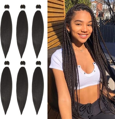 Pre-uitgerekt 26 inch gouden gevlochten haarverlenging - Synthetische EZ Braid - Hot Water Styling Braid - Yaki Textuur - Voorgerekt Haar voor Vlechten - 2# haar ringen vlechten