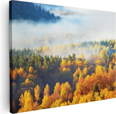 Artaza Canvas Schilderij Bos - 40x30 cm - Klein - Wanddecoratie Herfst - Muurdecoratie Bomen - Kamer Accessoires Landschap