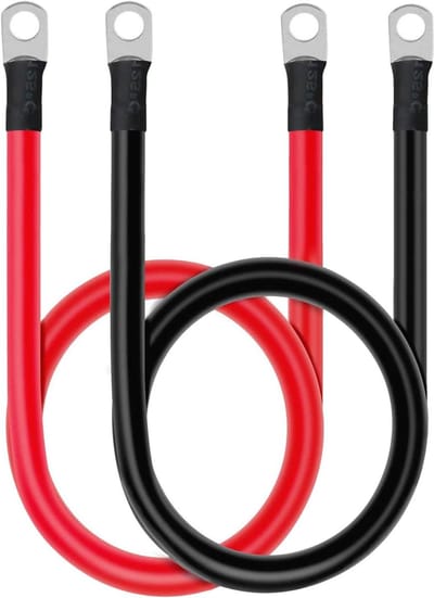 Accukabel Set - Stroomkabels - Voertuig Energie - Koperen Connectoren - 20 Inch - Zwart Rood