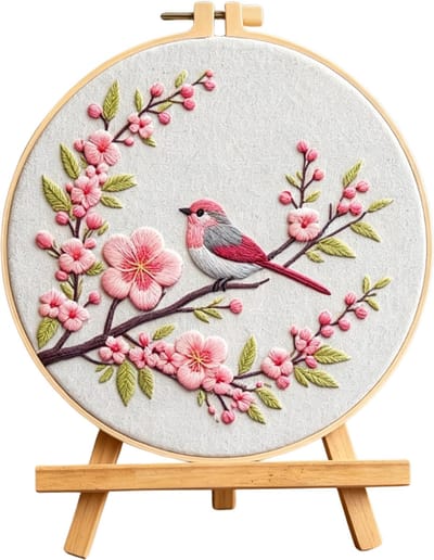 Untamed - PREMIUM Borduurpakket Volwassenen – Borduren – Creatieve hobby – Ontspanning Thuis – Cadeau idee – Compleet pakket met extra’s – Echte HOUTEN borduurring (geen plastic) – DIY decoratie – Vogel – Bloesem – Bloemen – Blossom Song