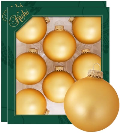 Krebs kerstballen - 16x stuks - honing goud - glas - 7 cm - mat