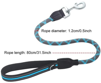 Dailygoods- Hondenriem hoog draagvermogen - Korte hondenriem - Reflecterende hondenriem - Verkeerslijn - 360° draaibare sluiting - Zachte handgreep - Hondentuig