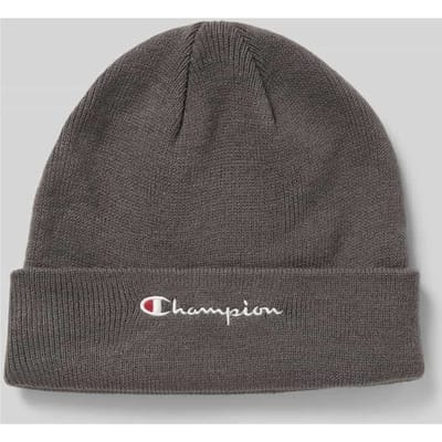 Beanie met brede omslag en logostitching