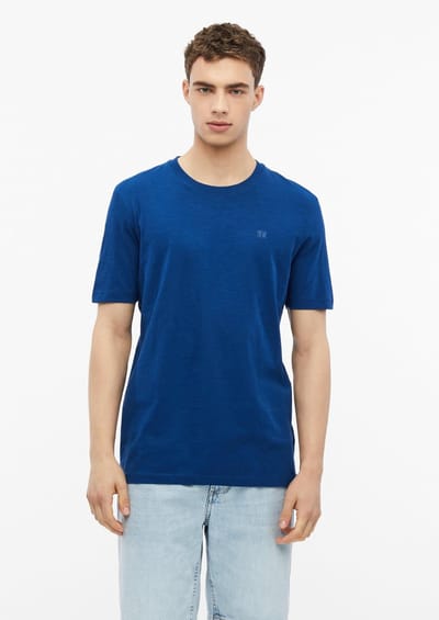 s.Oliver - male - T-shirt in vlamgarenstructuur met logodetail