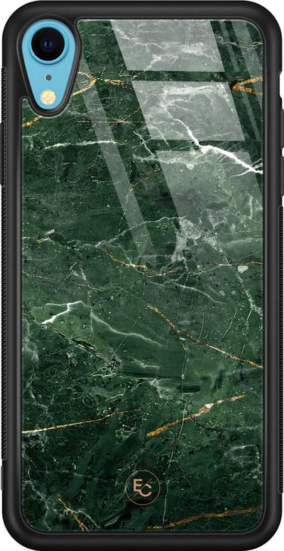 Hoesje geschikt voor iPhone XR - Marble jade green - Luxe Hard Case - Marmer - Groen - ELLECHIQ